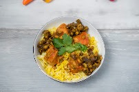 Saffron rice with spiced chicken